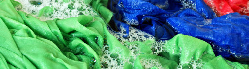 close-up of laundry in soapy water