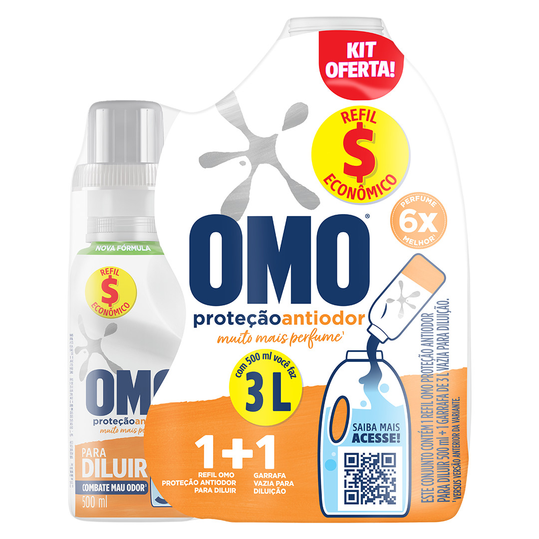 Embalagens de OMO Proteção Antiodor para Diluir + Garrafa