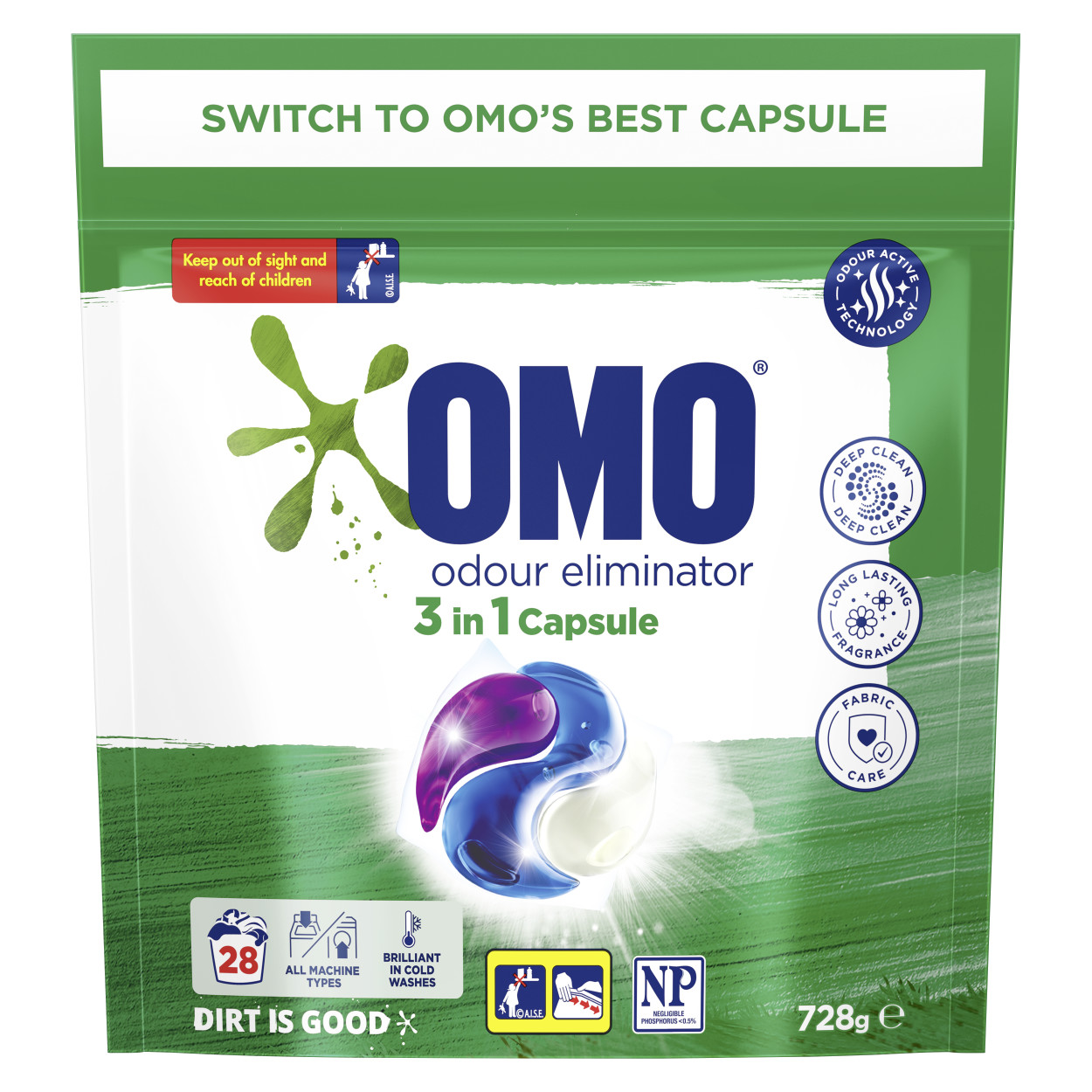 OMO Odour Eliminator 3 in 1 Capsules packshot