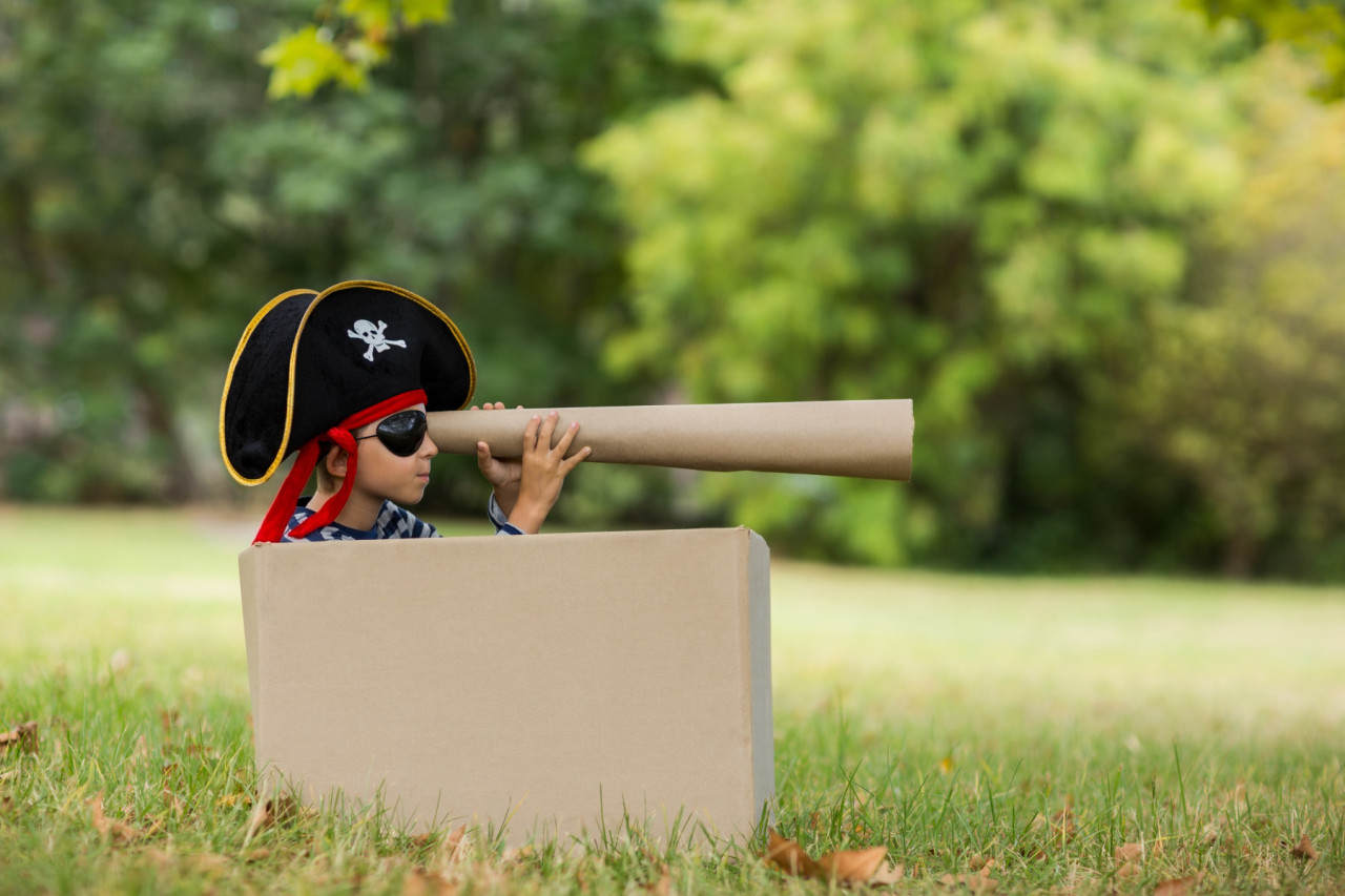 Child playing as a pirate