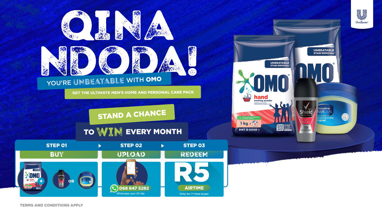 Qina Ndoda You're Unbeatable with Omo
Get the Ultimate Men's and personal care pack
