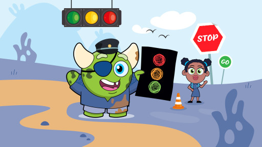 Monster showing traffic lights