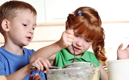 Children baking together
