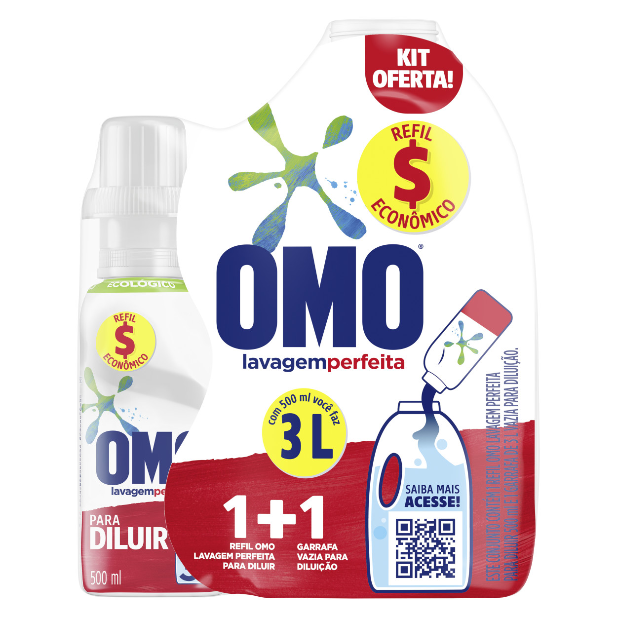 Sabão Líquido Omo Refil Concentrado para Diluir + Garrafa