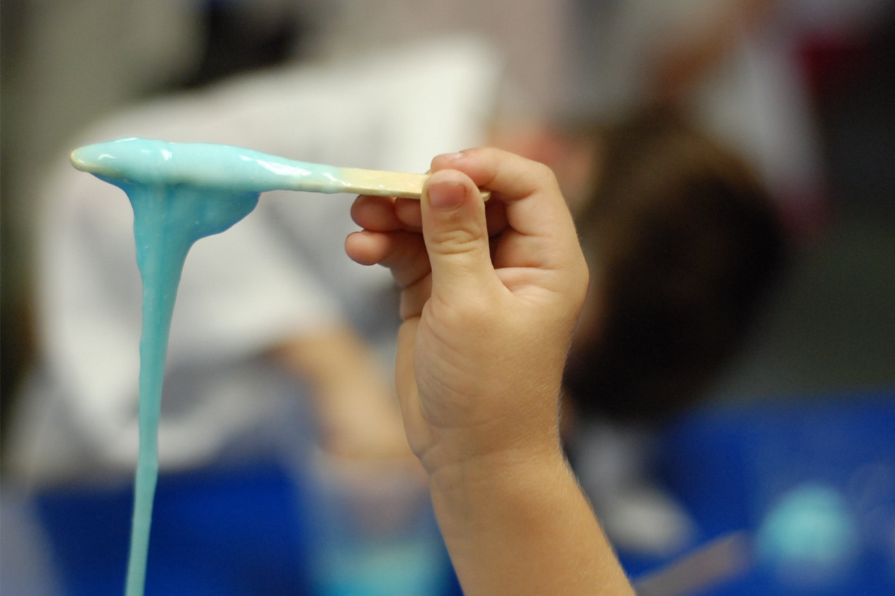 Close up of blue slime