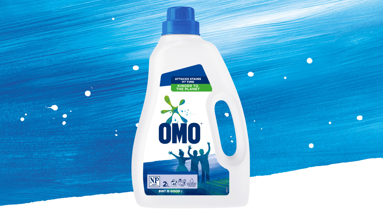 OMO Active liquid on a painted background