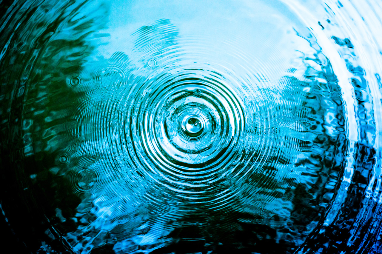 Overhead shot of a droplet of water
