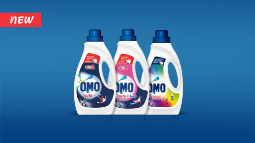 OMO Liquid detergents on a blue background