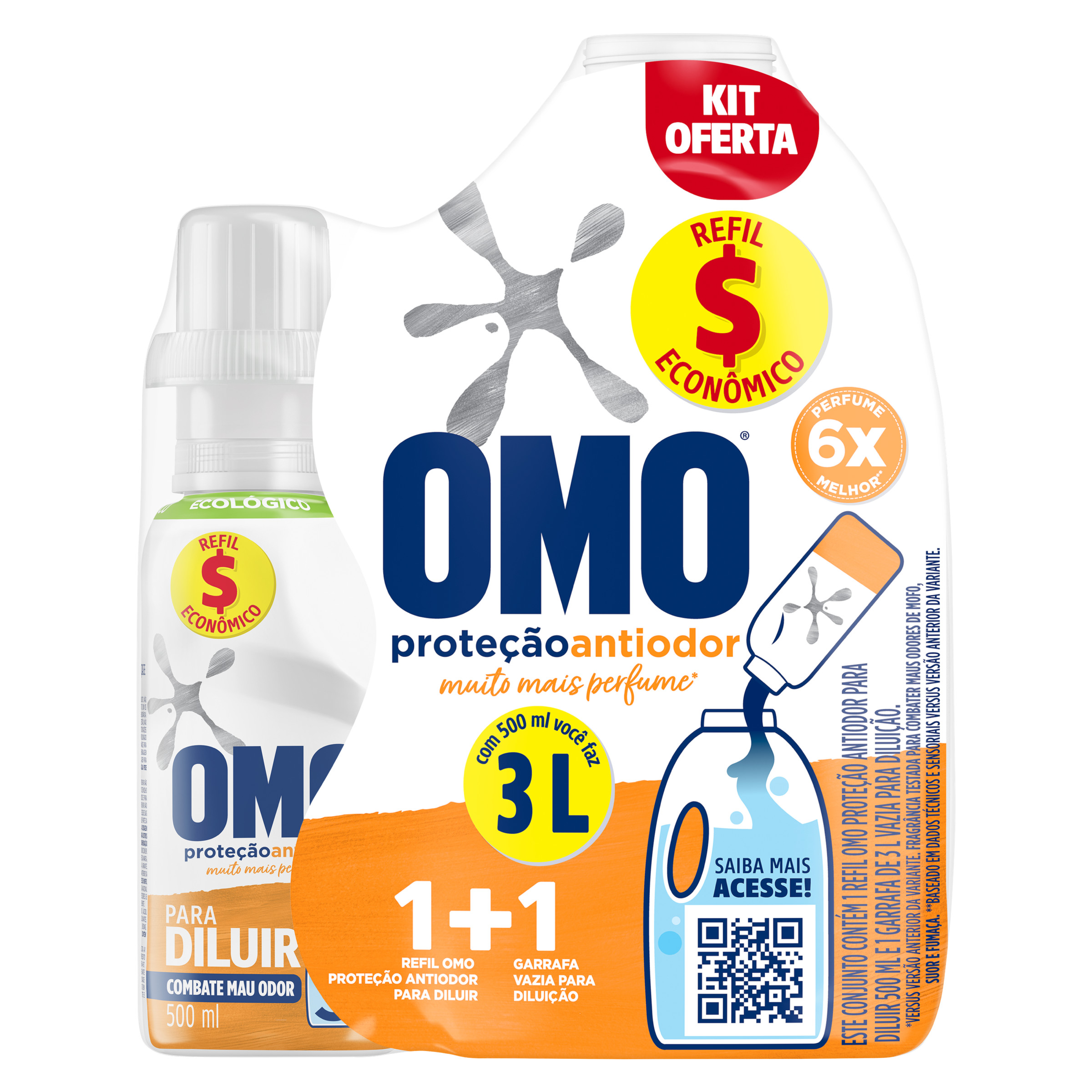 Sabão Líquido OMO para Diluir Proteção Antiodor + Garrafa