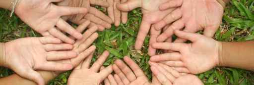 children's hands in a circle
