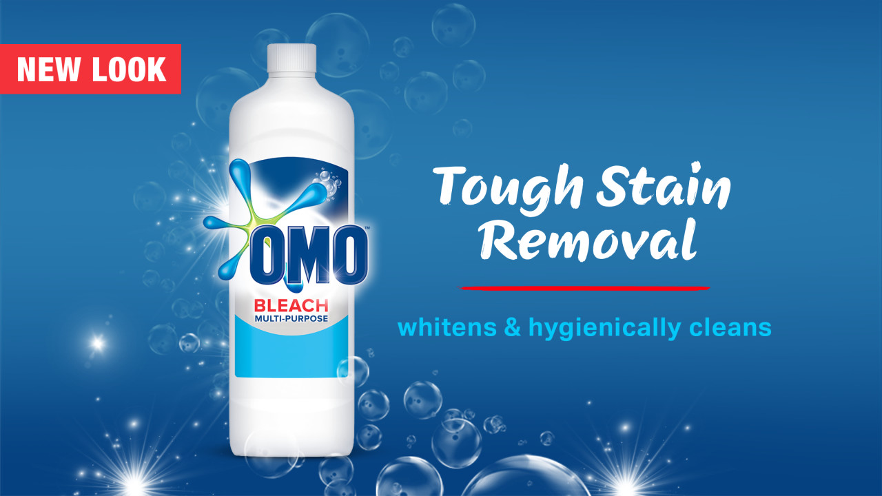 OMO Multipurpose bleach packshot - tough stain removal whitens & hygienically cleans