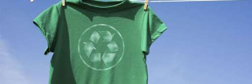 t-shirt hanging on a washing line with the recycling logo